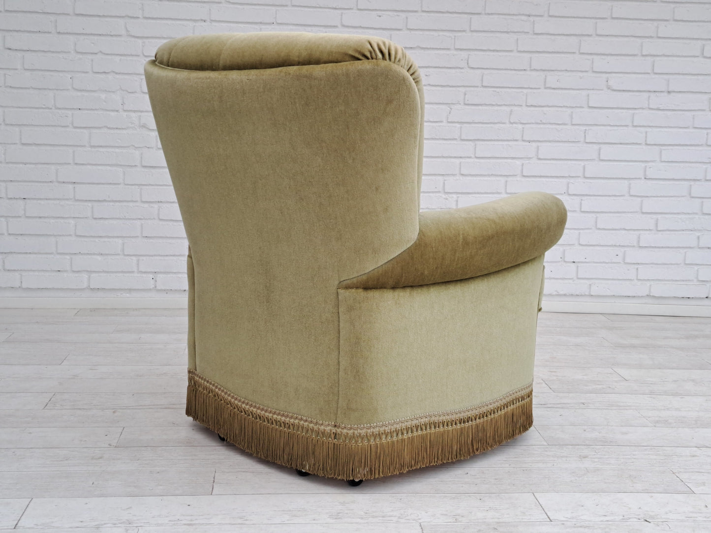 1980s, Danish velour chair, original condition, beech wood.