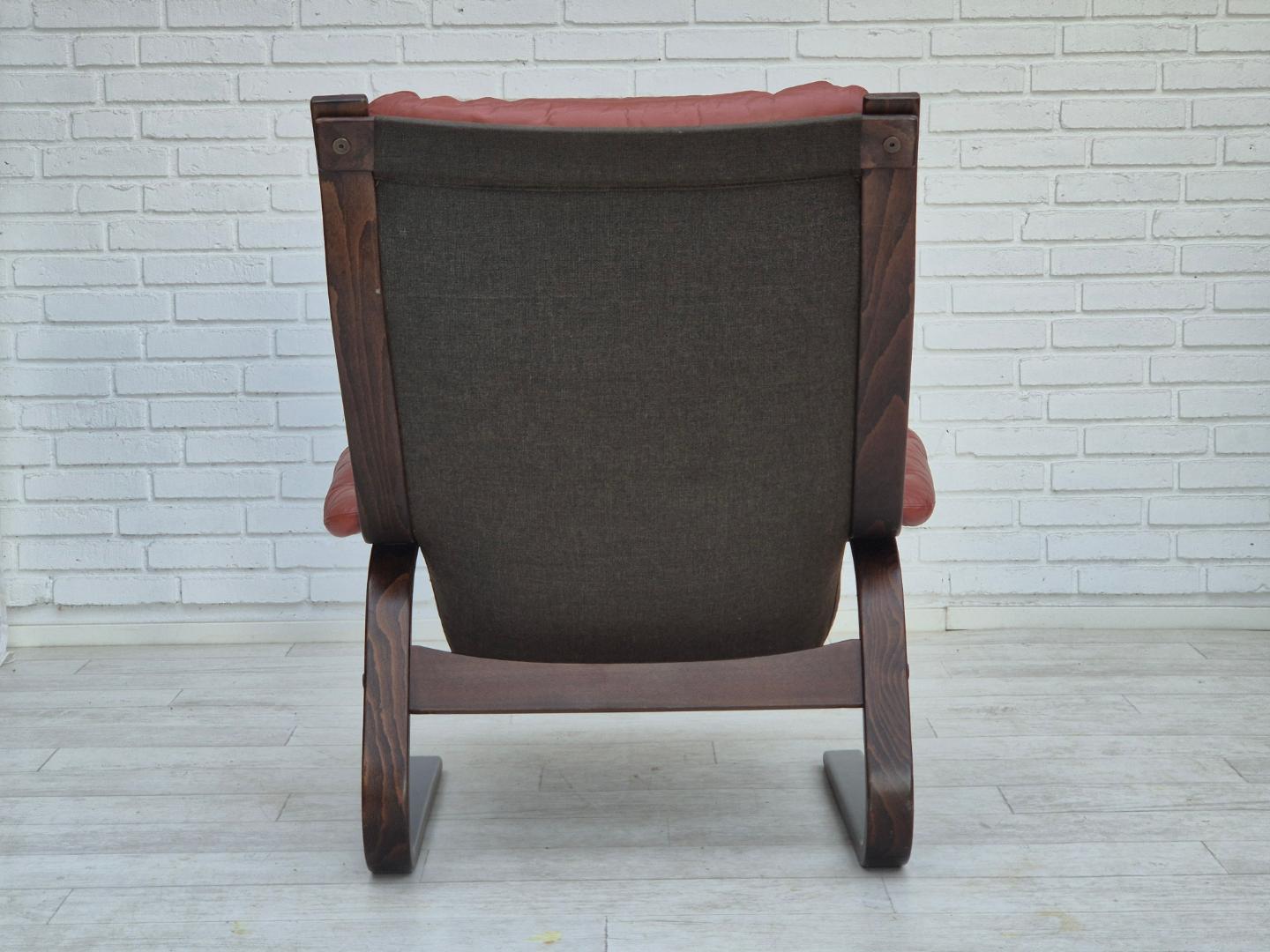 1970s, Scandinavian design, lounge chair, original very good condition, brown leather.