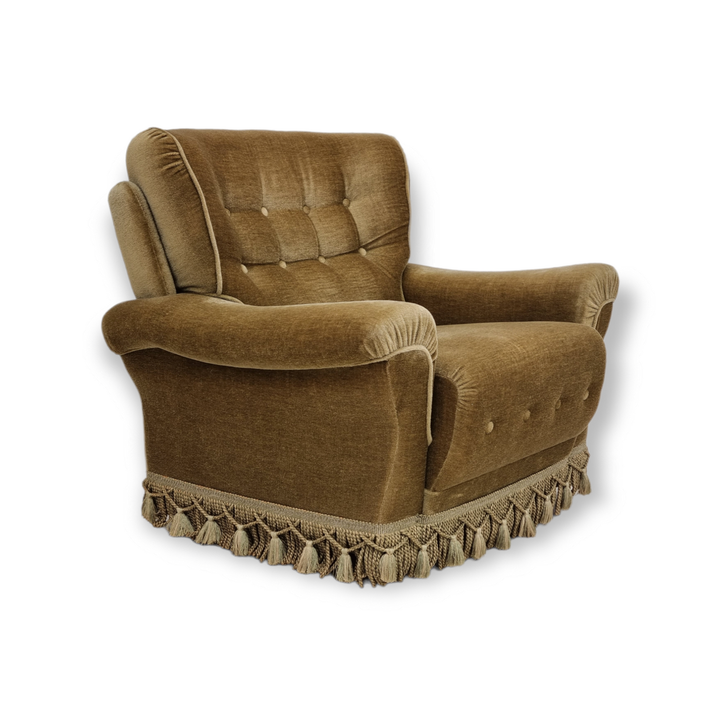 1970s, Danish vintage club chair, original velour upholstery.