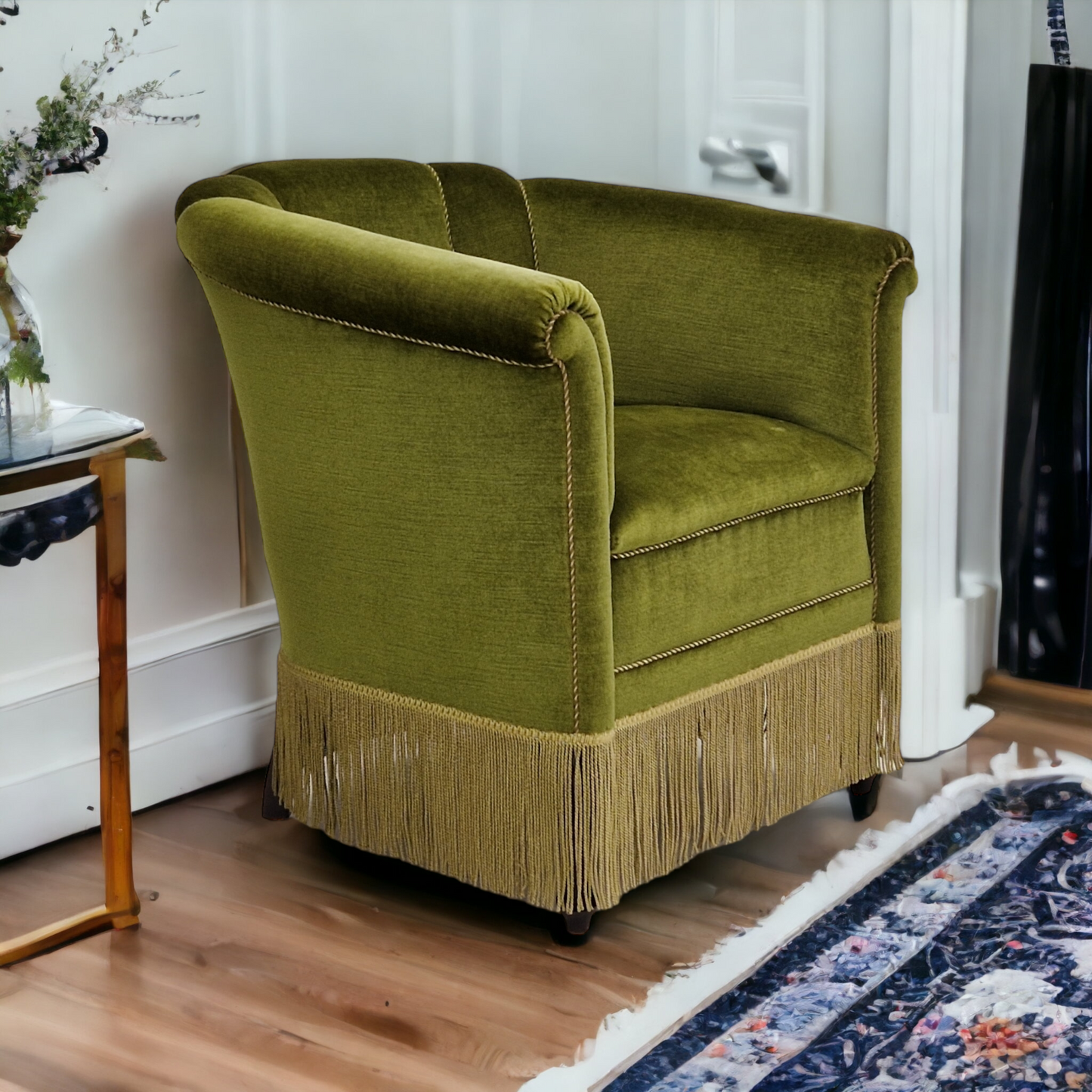 1960s, Danish velour chair, original condition, beech wood.