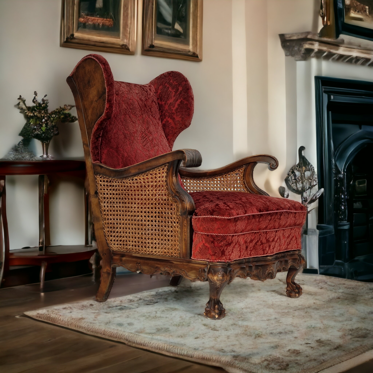 1930s, Danish design, armchair, ash wood, velour, original condition.