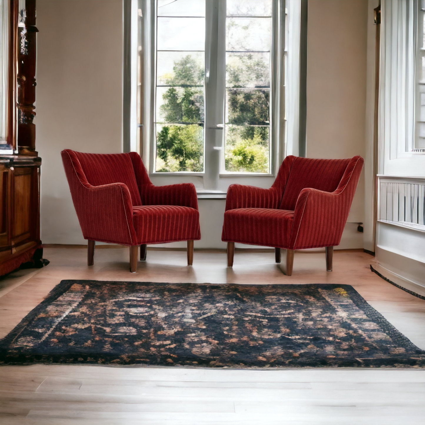 1960s, Danish design, set of 2 armchairs, velour, original very good condition.