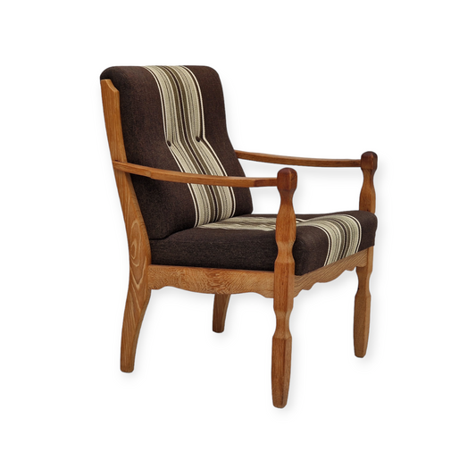 1970s, Danish design, oak wood armchair in furniture wool, oak wood.