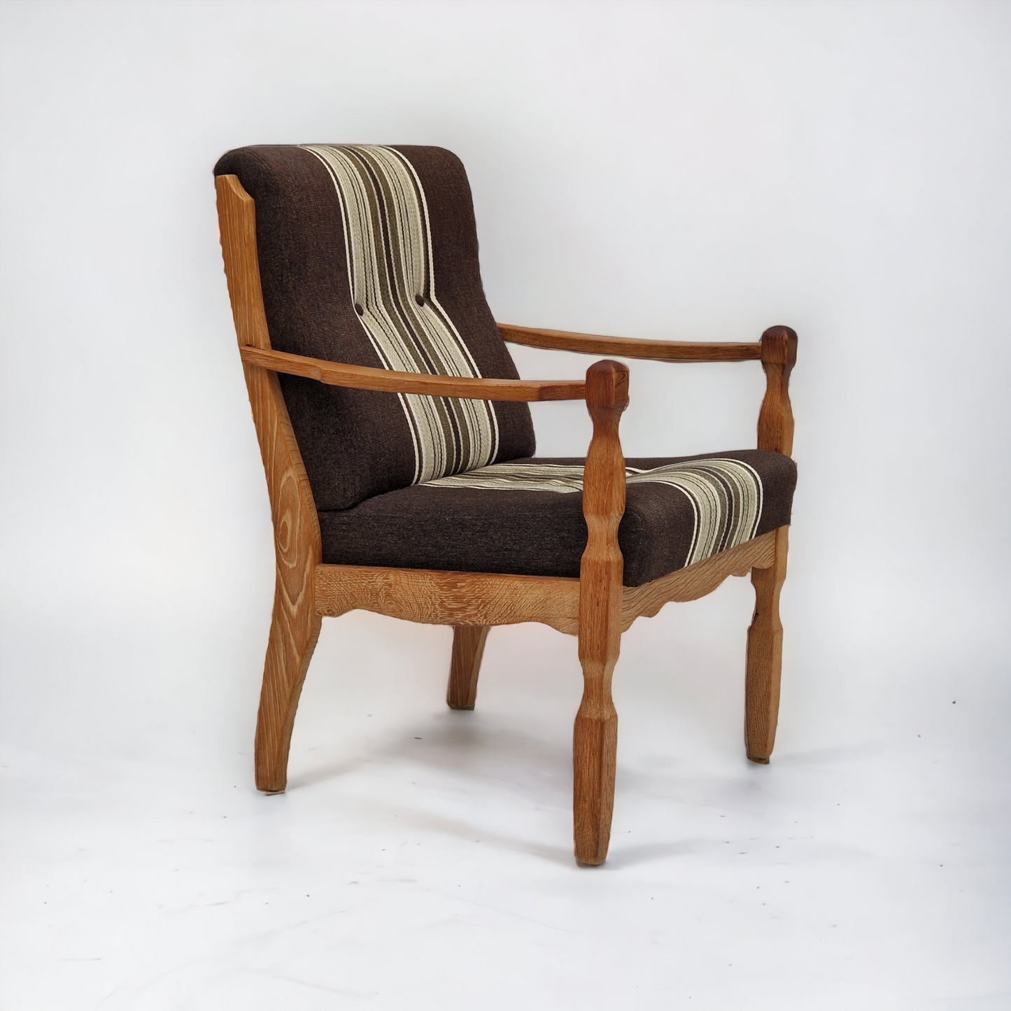 1970s, Danish design, oak wood armchair in furniture wool, oak wood.