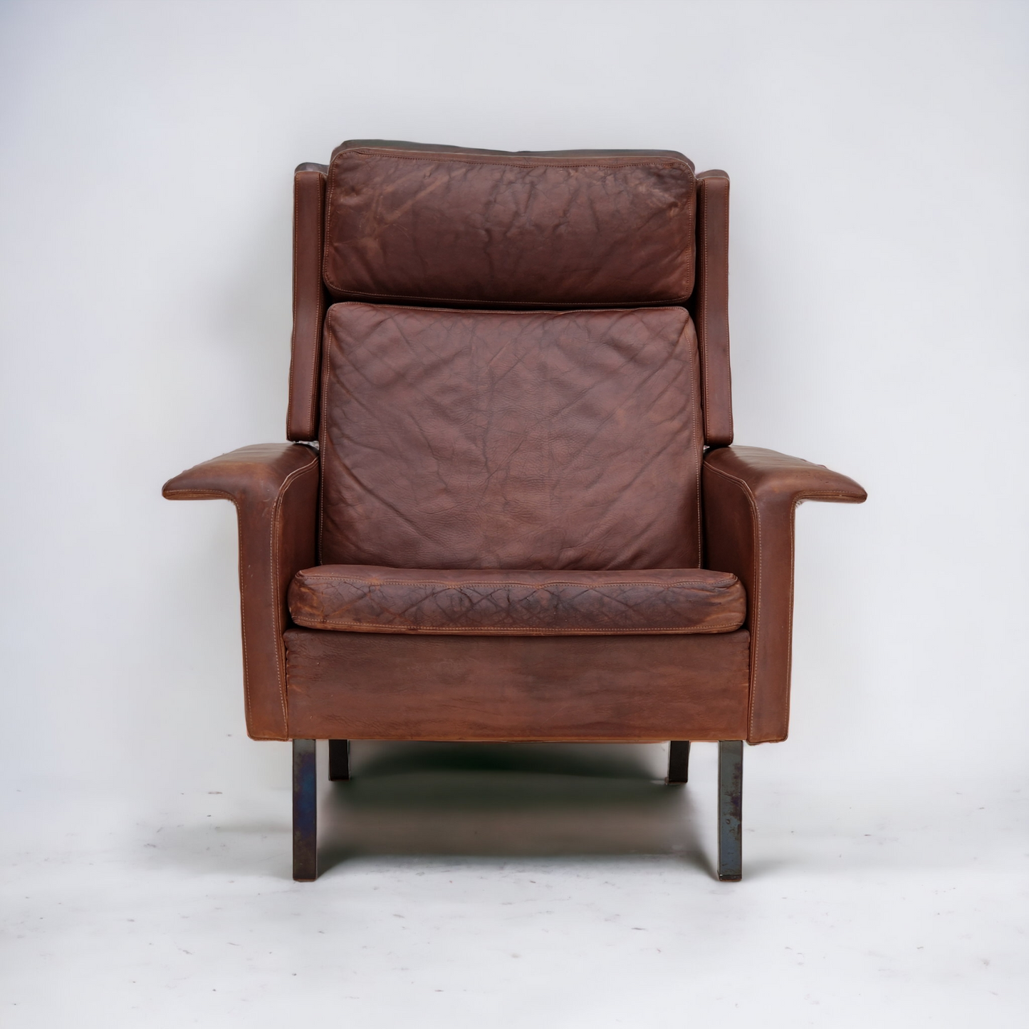 1970s, Danish design by Arne Vodder for Fritz Hansen, leather, original condition.