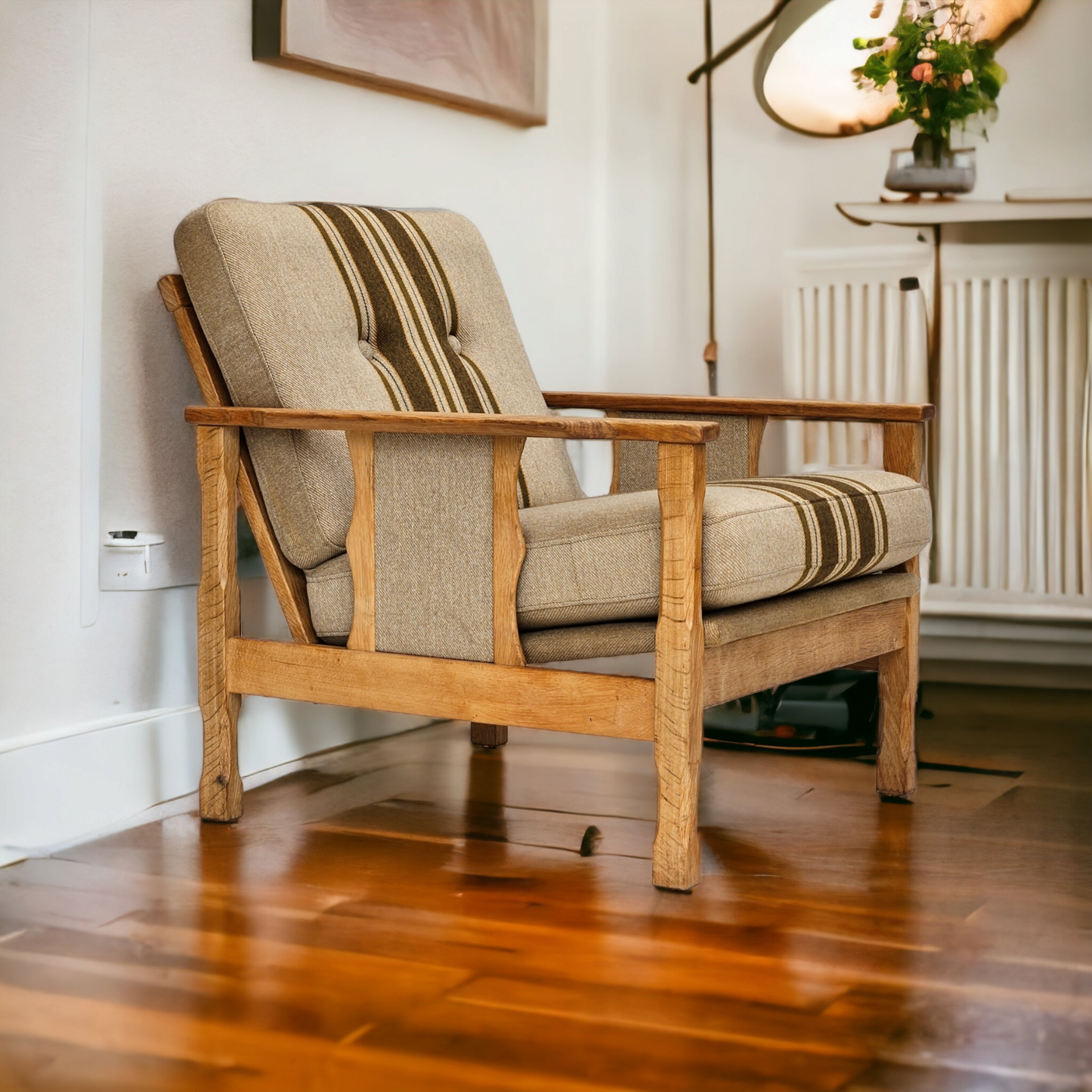 1970s, pair of Danish lounge chairs, original very good condition, wool, oak.