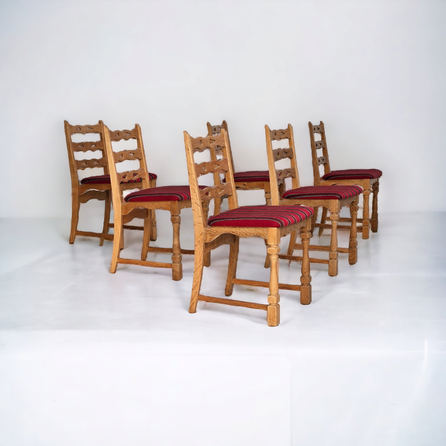 1970s, set 6 pcs of Danish dinning chairs, original good condition, furniture wool.