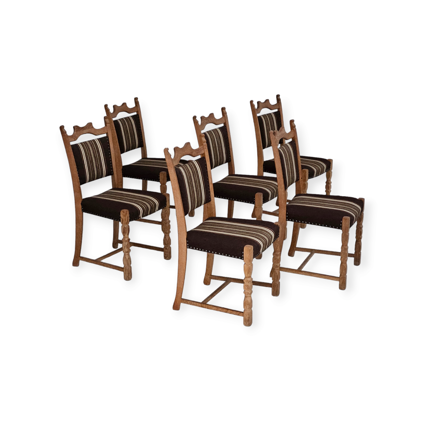 1970s, set 6 pcs of Danish dinning chairs, original very good condition, oak wood.