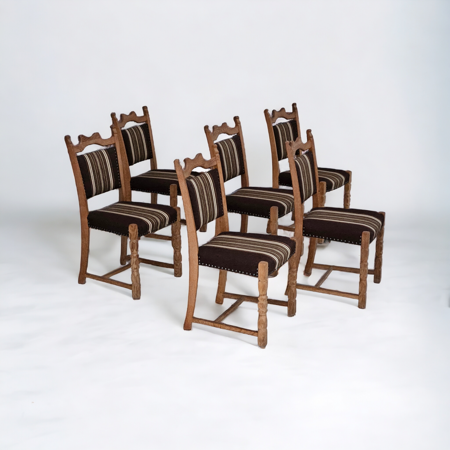 1970s, set 6 pcs of Danish dinning chairs, original very good condition, oak wood.