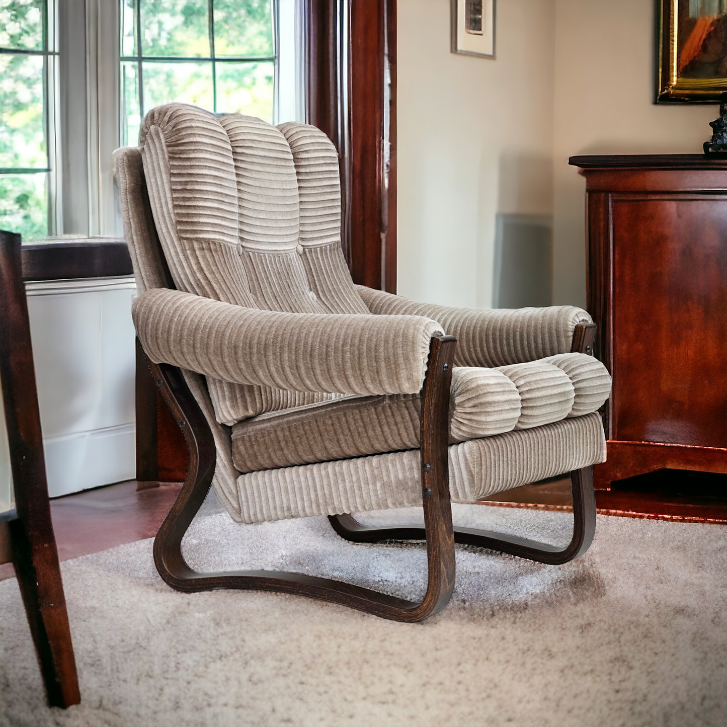 1970s, Danish lounge chair, original very good condition, corduroy.