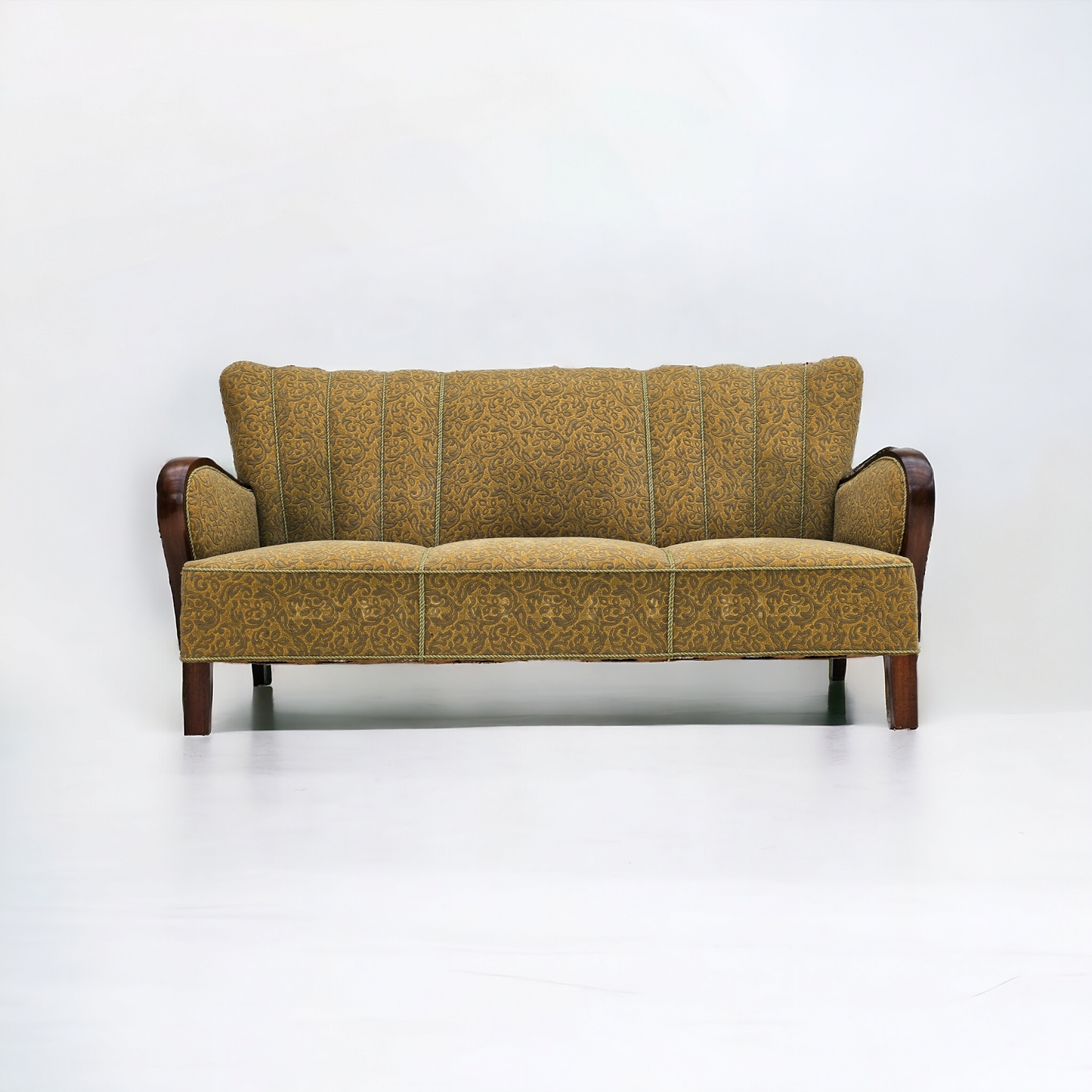 1950-60s, Danish 3-seater sofa, original condition, cotton/wool, beech wood.