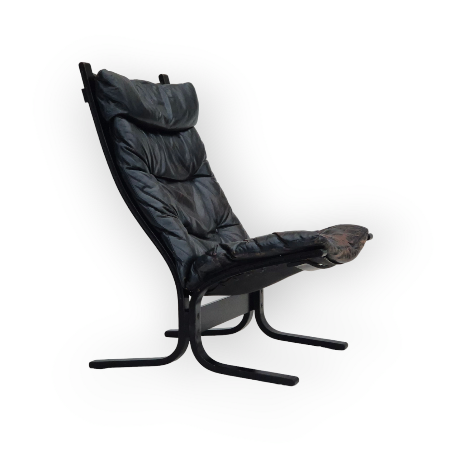 1970’s, Norwegian design, "Siesta" lounge chair by Ingmar Relling, black leather, bentwood.