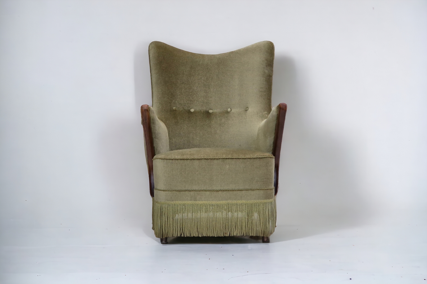 1960s, Scandinavian design, armchair in original condition, furniture velour, beech wood legs.