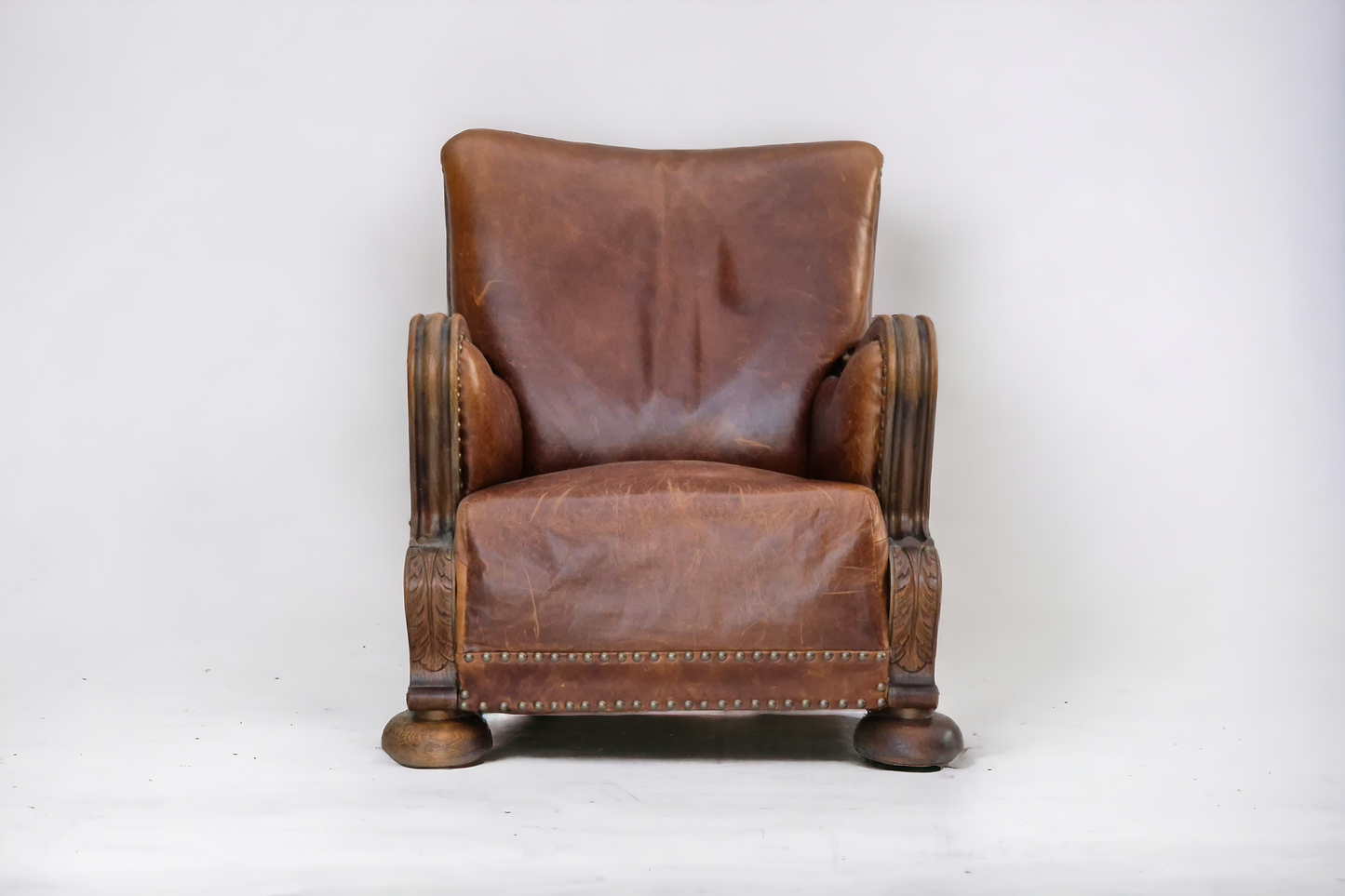 1950-60s, Danish relax chair, original condition, leather, oak wood.