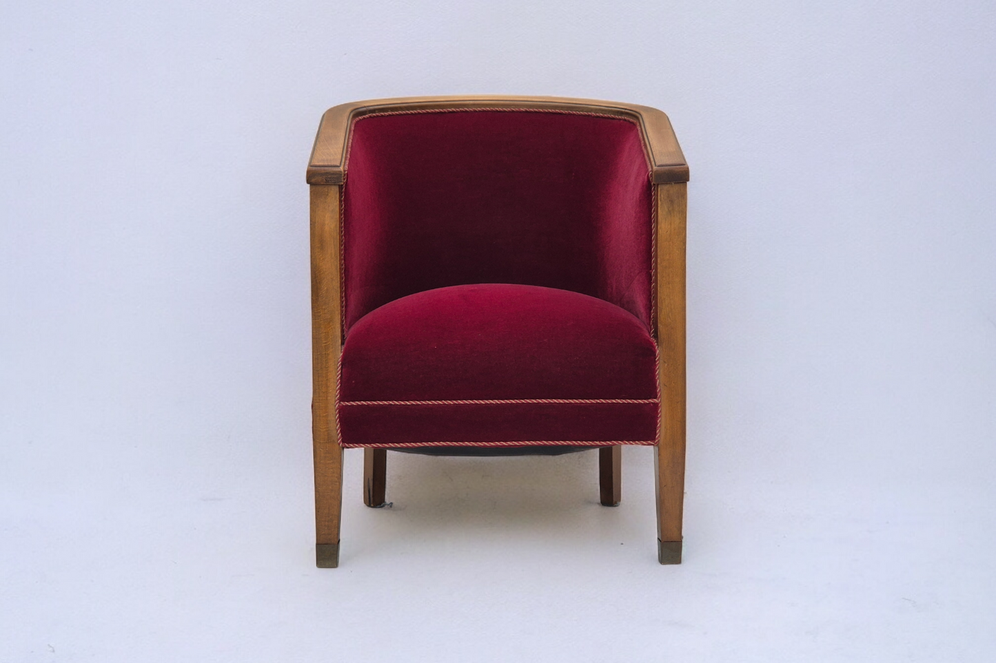 1950s, Danish armchair, original condition, furniture velour, beech wood.