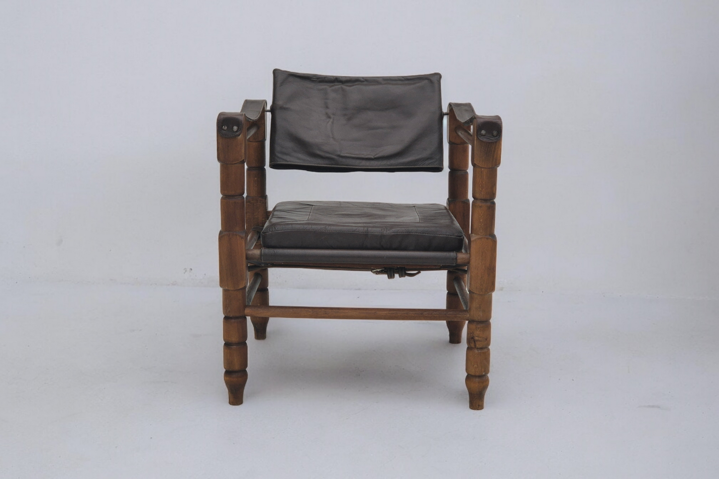 1960s, Scandinavian "Safari" lounge chair, original condition, leather, beech wood.