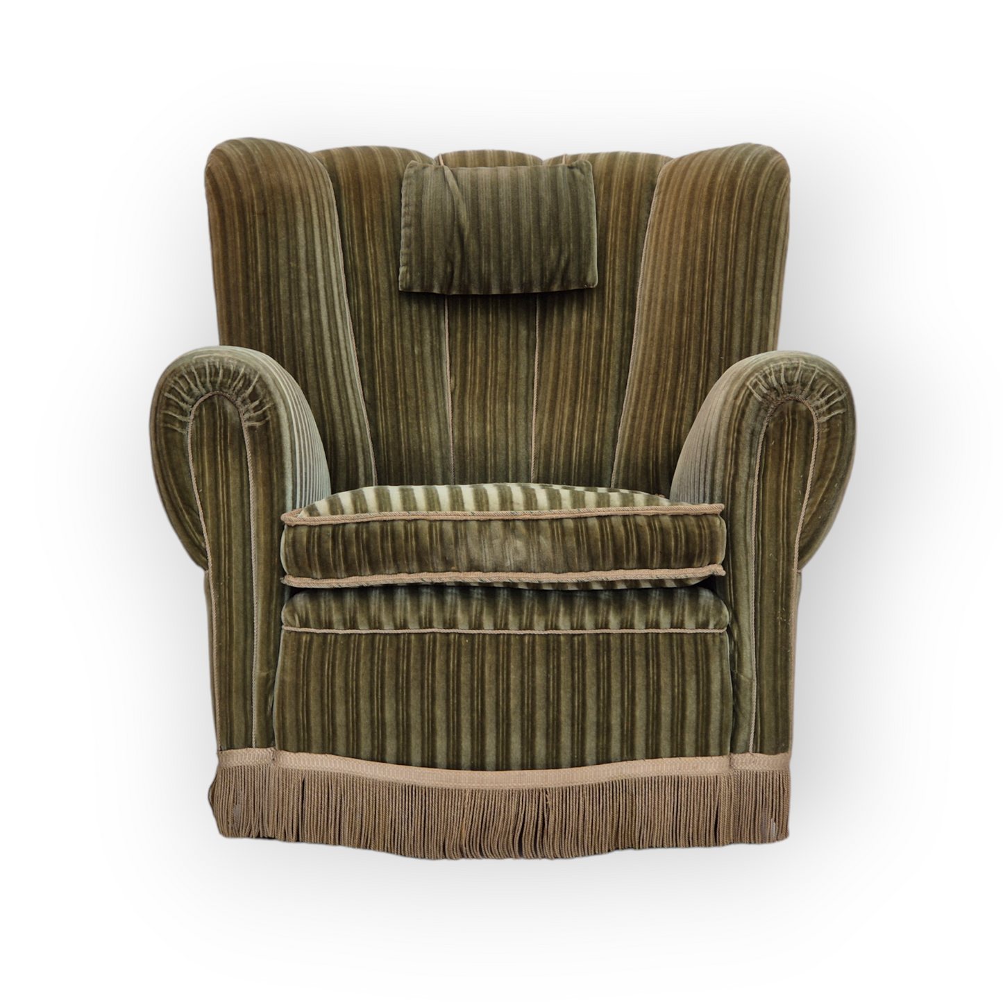 1960s, Danish relax armchair, original condition, green furniture velour.