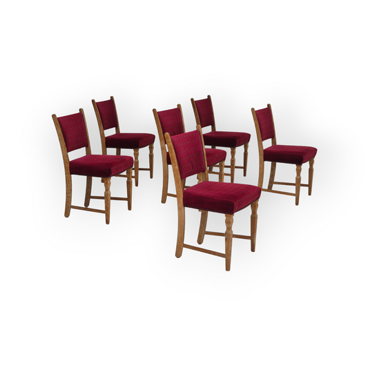 1970s, set of 6 Danish dinning chairs, very good condition, oak wood.