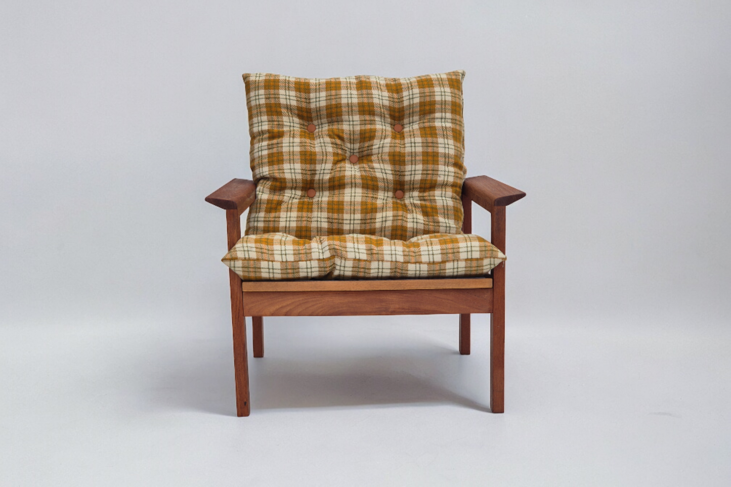 1970s, Danish lounge chair, original condition, furniture wool fabric, teak wood.