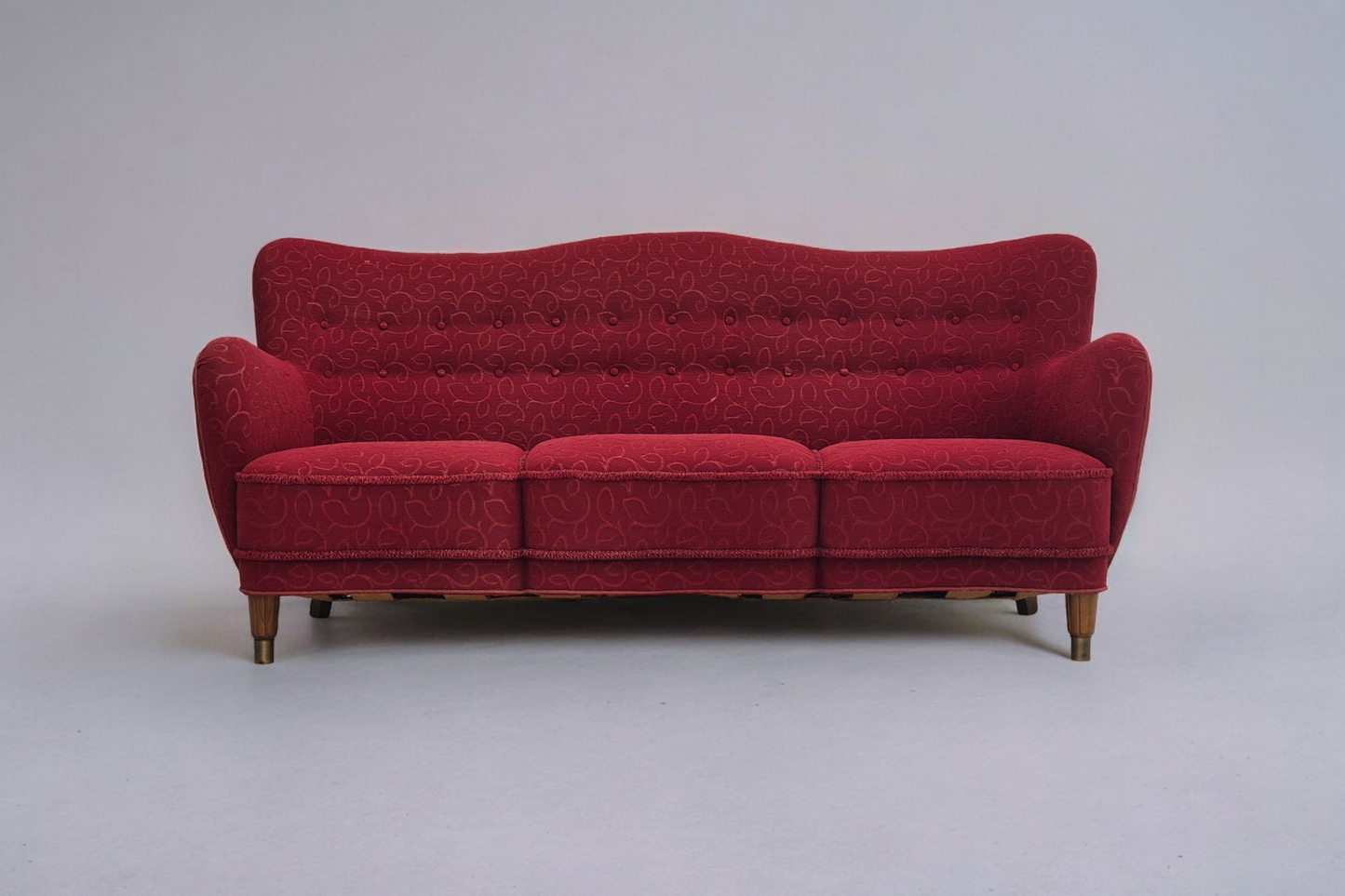 1960s, Danish 3 seater sofa, original condition, cotton-wool fabric.