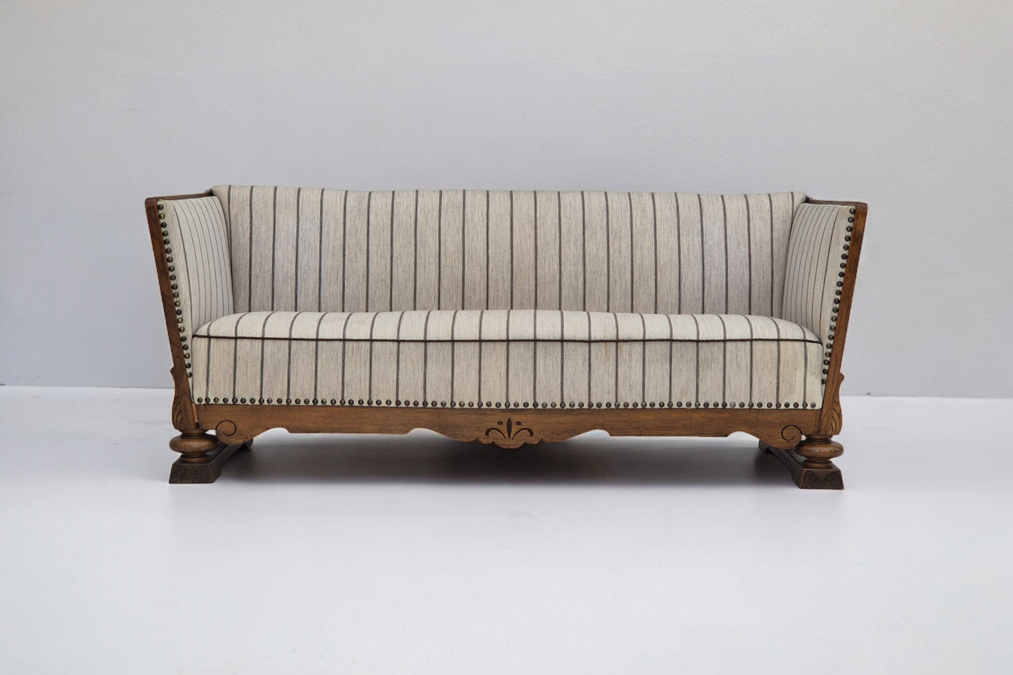 1950s, Danish 2 seater sofa in quality furniture wool, oak wood.