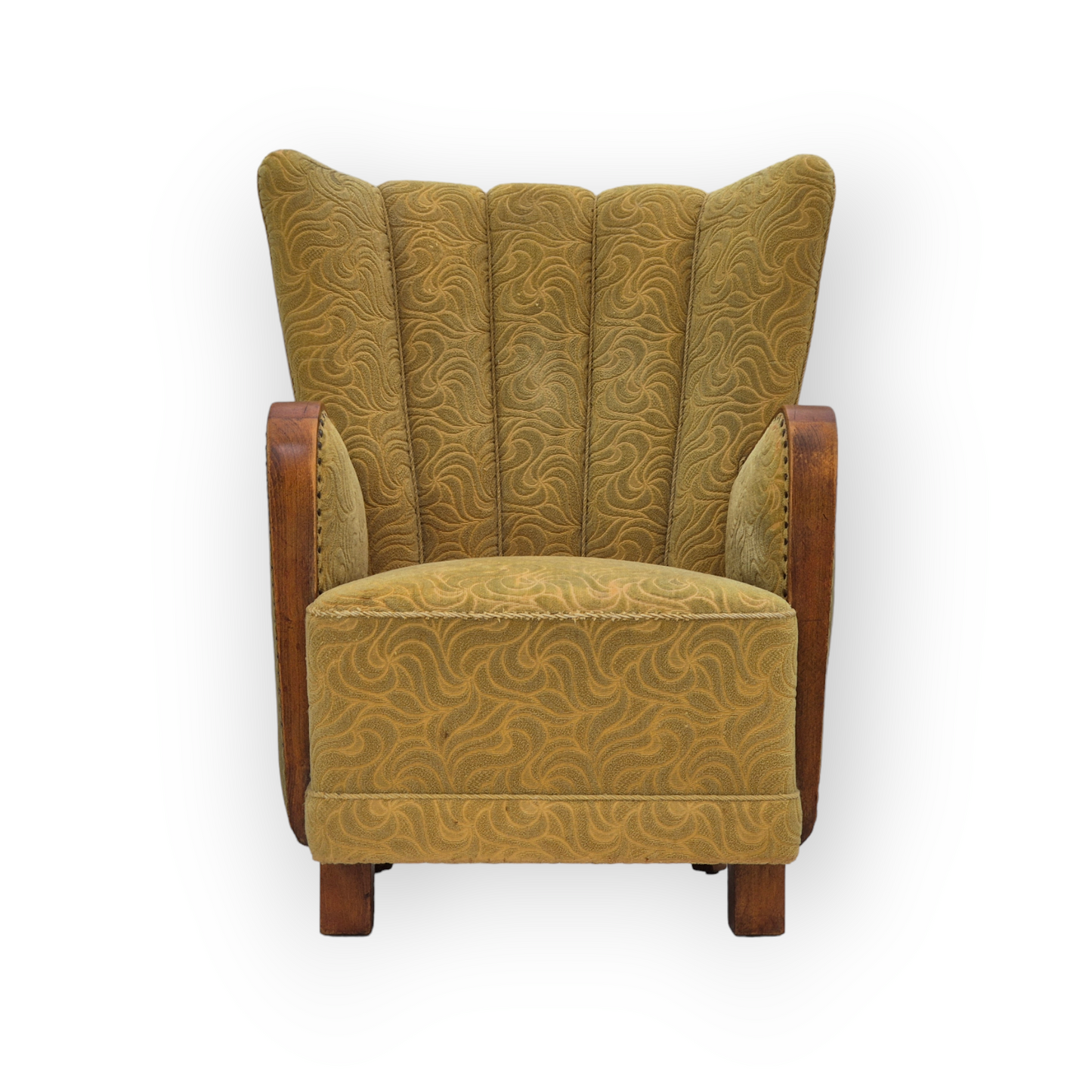 1960s, Danish highback armchair, original condition, cotton/wool.