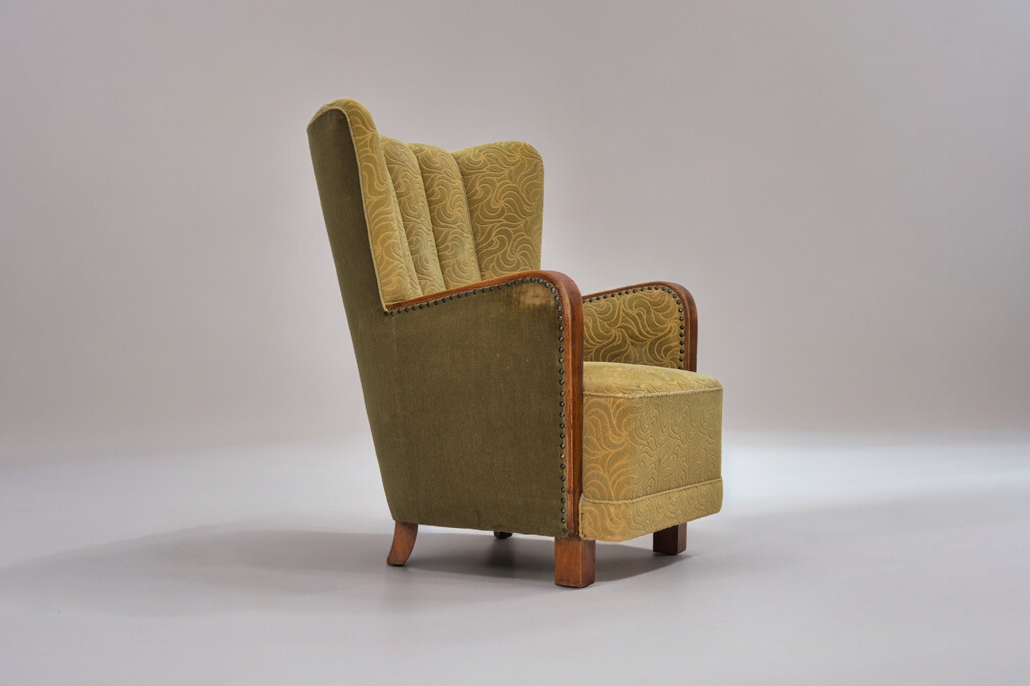 1960s, Danish highback armchair, original condition, cotton/wool.