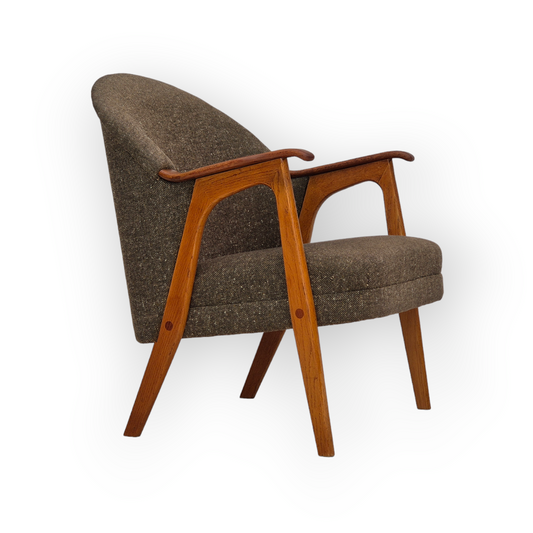 1960s, Danish armchair, furniture wool/cotton fabric, teak wood.