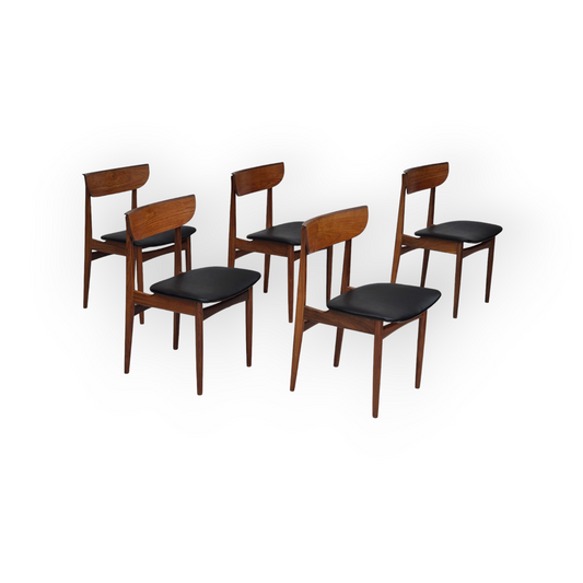 1960s, set of 5 Danish dining chairs, reupholstered, teak wood.