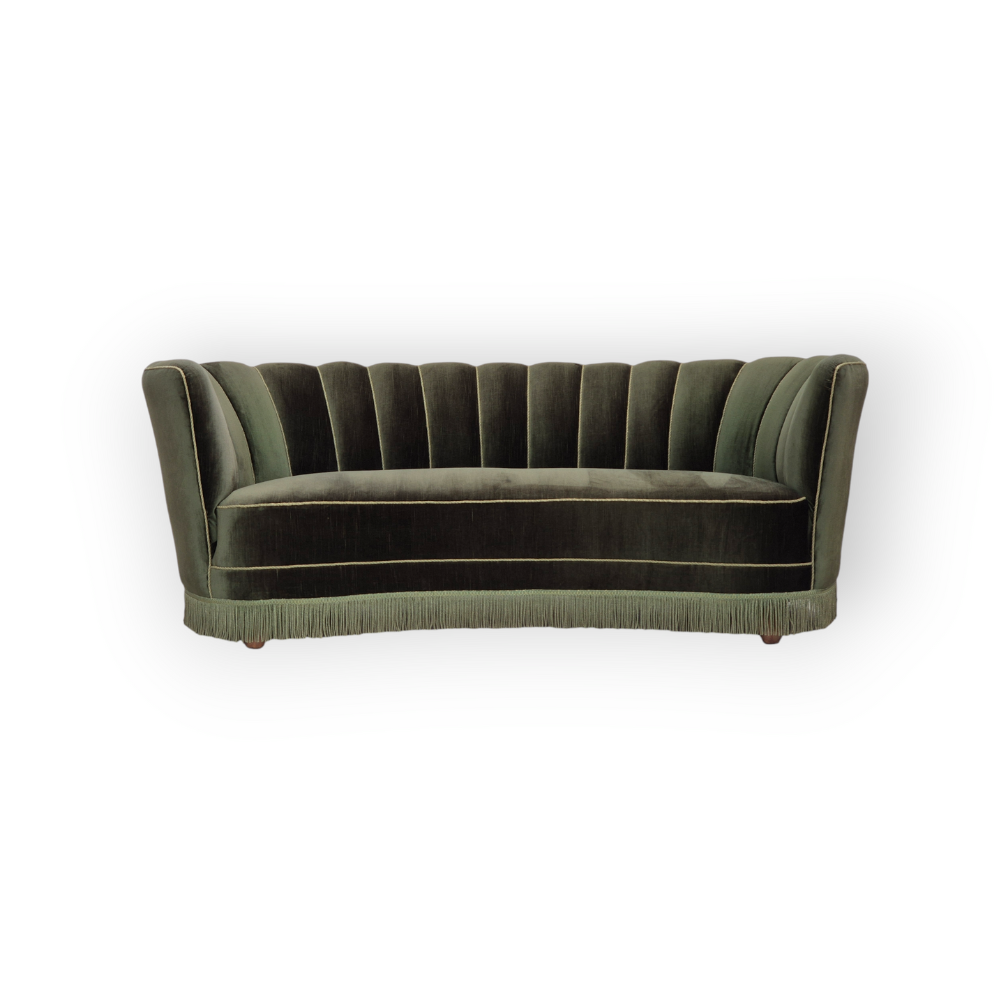 1960s, Danish 3-seater "Banan" sofa, original dark green velour.