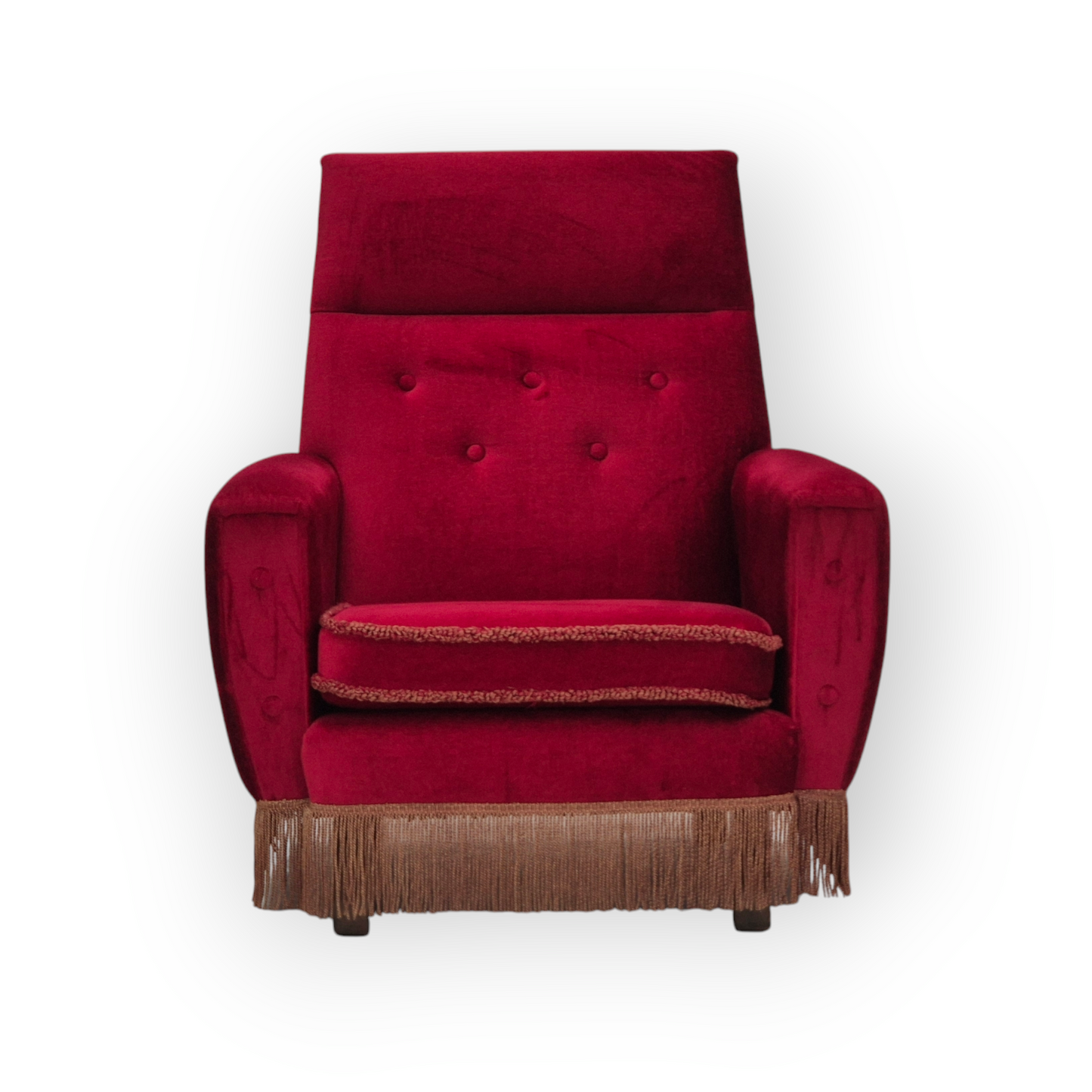 1970s, Danish highback armchair, original condition, red furniture velour.