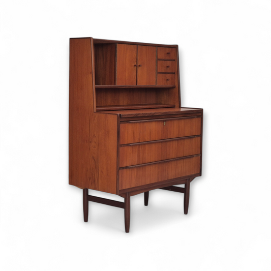 1960s, Danish chest of drawers with a mirror inside, original condition, teak wood.