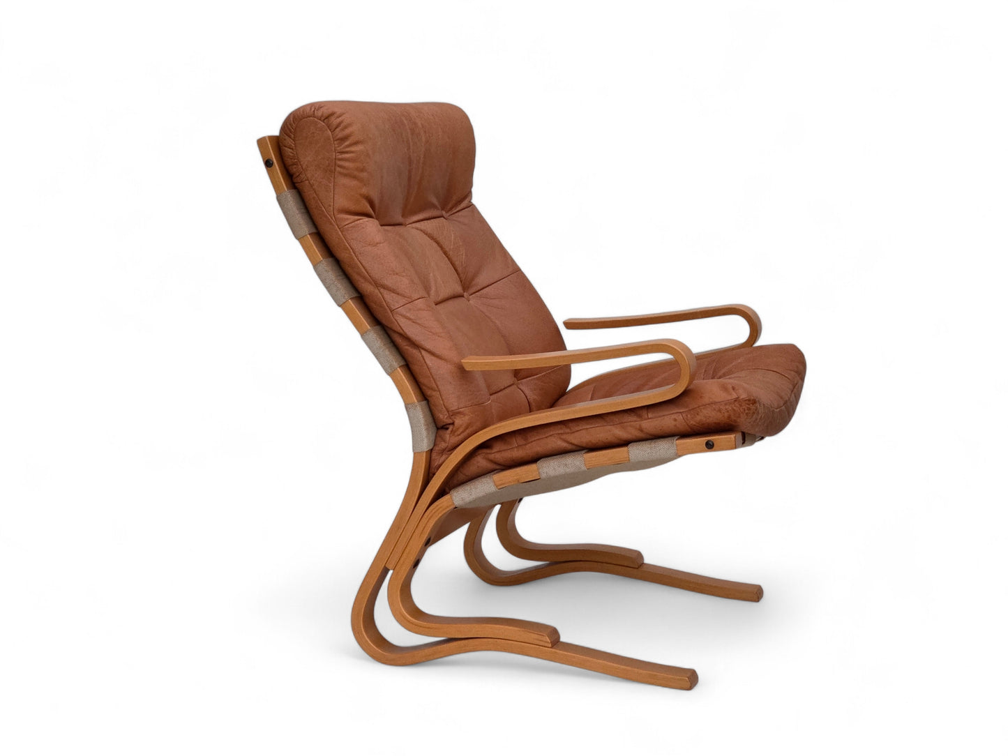 1970s, Norwegian armchair, model "Kengu", furniture leather.