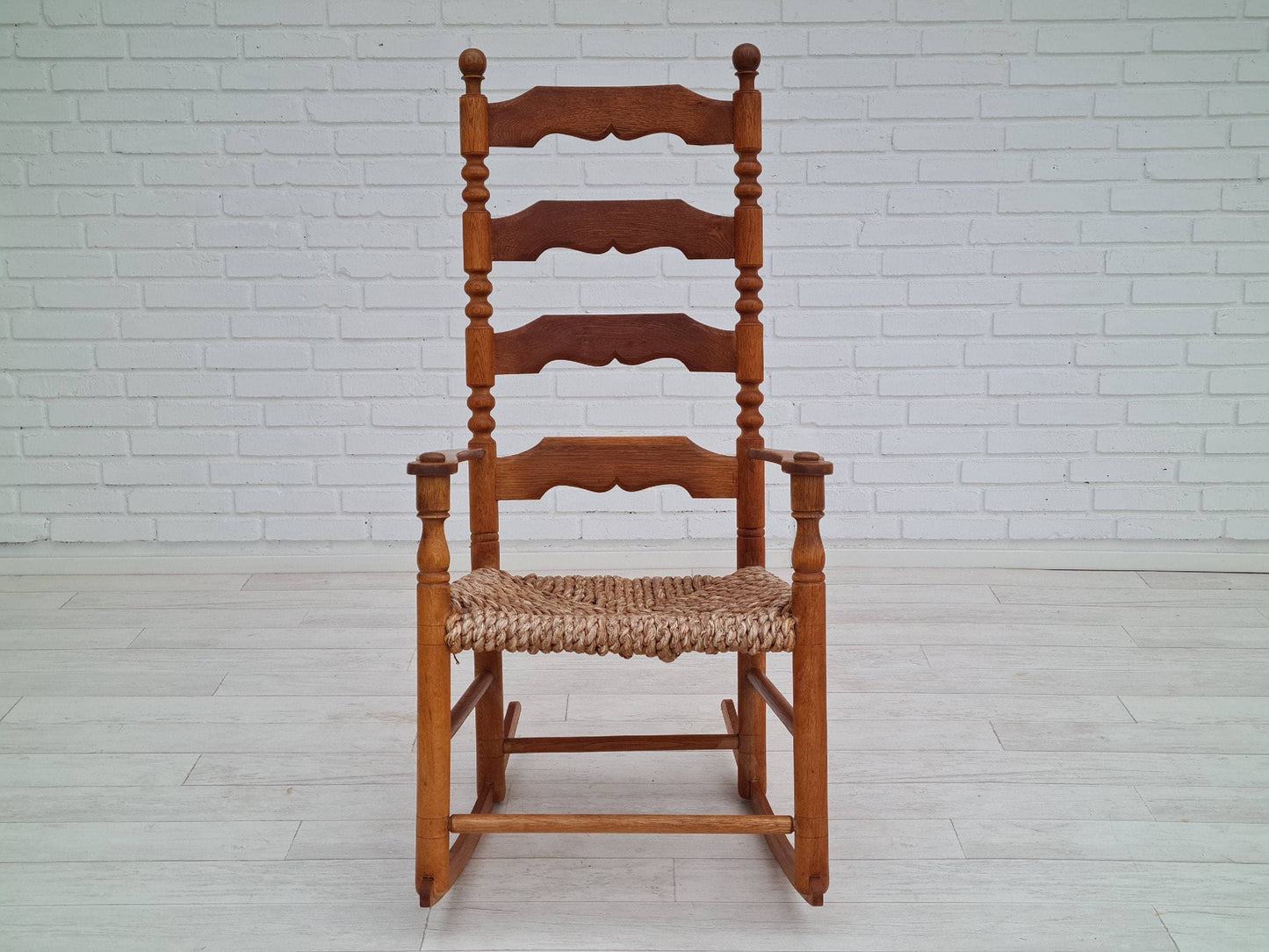 1960s, Danish design, rockingchair, oak wood, natural fiber, original condition.