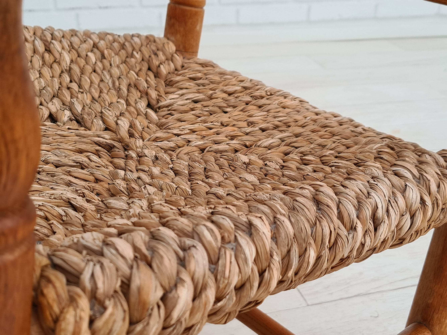 1960s, Danish design, rockingchair, oak wood, natural fiber, original condition.