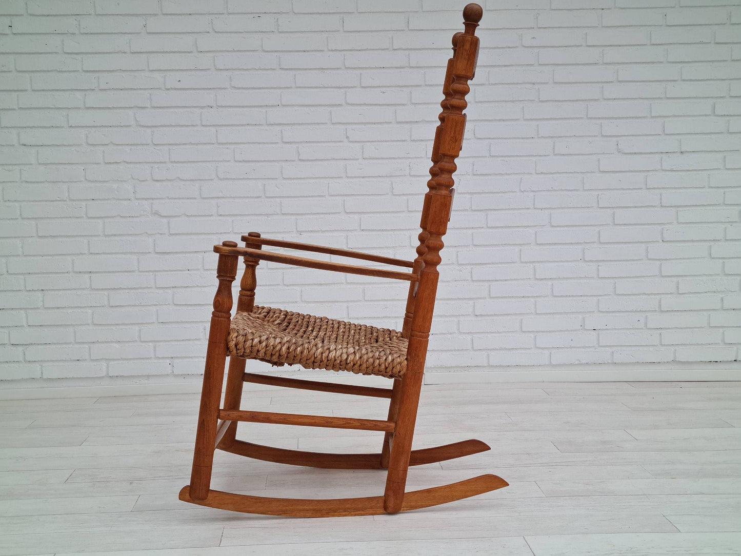 1960s, Danish design, rockingchair, oak wood, natural fiber, original condition.