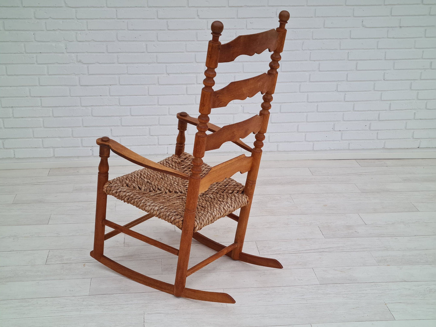 1960s, Danish design, rockingchair, oak wood, natural fiber, original condition.