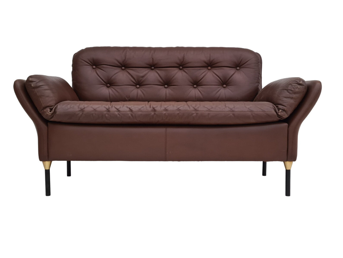 1970s, Danish 2-seater sofa, original brown leather.