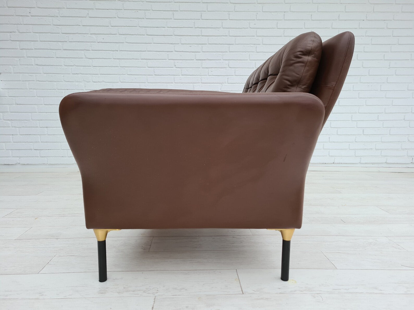 1970s, Danish 2-seater sofa, original brown leather.