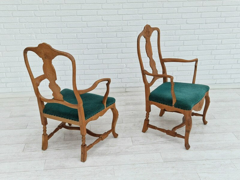 1960s, Danish design, pair of armchairs, oak wood, original very good condition