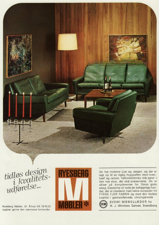 1970s, Danish 3-seater sofa by Ryesberg Møbler, original green velour.